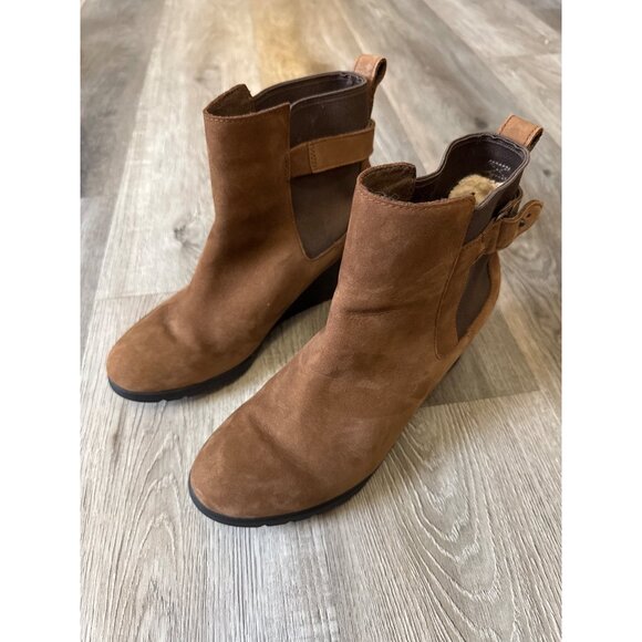 Ugg Waterproof Indra Wedge Pull On Ankle Boots Sz 7 Brown Boho - Picture 3 of 11